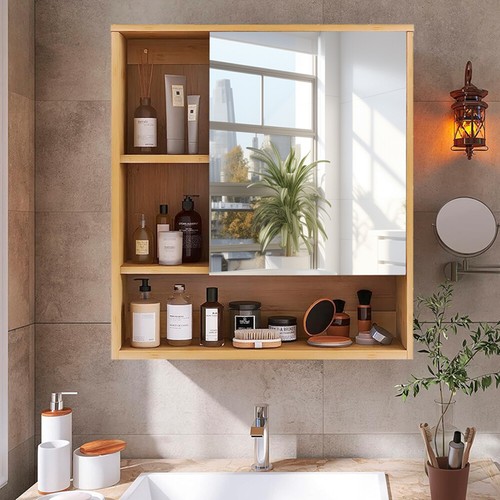 Bamboo bathroom mirror cabinet - bamboo,