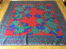 JEANNE LANVIN PARIS VINTAGE HAND ROLLED  SILK SCARF.  VGC.  28 x 27 INCHES.   /