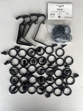 IKEA SYRLIG Or ADELE All Metal Curtain Pole Rings with Clip & Hook Black 10x25mm