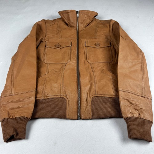 Vintage brown leather bomber - vintage,