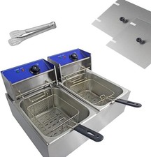 Deep Fat Fryer Commercial Electric Stainless Steel Chip Double Tank 20L 2500W