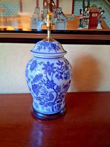 Large blue and - , white