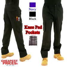 Heavy Duty Mens Combat Cargo Work Trousers With KNEE PAD POCKETS Size 30 to 54