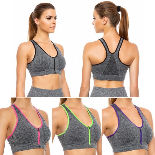 Women sports bra front - sports, zipper