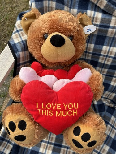 Cuddly teddy with red love - cuddly,