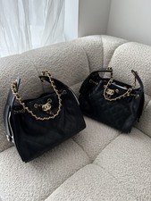 Chanel 25 Small Caviar Leather Black Gold Hardware Hobo Bag BNIB SOLD OUT 