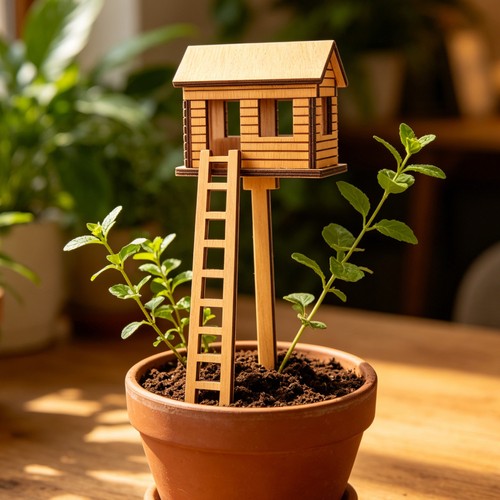Mini wooden treehouse with - mini,