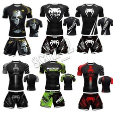 Kids Boys Girl Boxing UFC MMA Shirt Shorts Kit Training T-Shirts Tops Sets