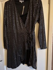 Red Herring Black Sparkly Mini Dress/Tunic Size 16