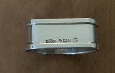 1934 Birmingham Fully Hallmarked Silver Jubilee Square Edge Napkin Ring .