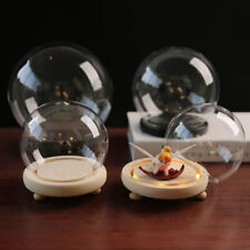 Glass Dome Display Bell Jar Cloche Wood Base Figure Action Storage Display Decor