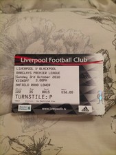 Liverpool v Blackpool 03/10/2010 Ticket .