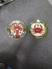 Pair Antique Majolica Plates