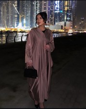 Abaya Embroidered With Diamanté. Batwing Style Handmade In Dubai Soft SILK