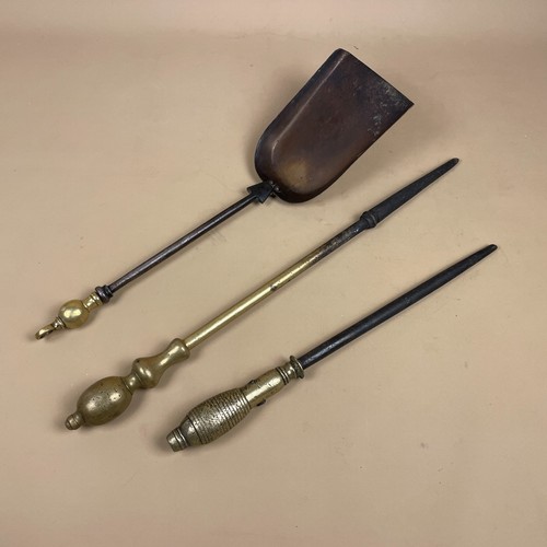 Vintage brass fireplace tools - fireplace,