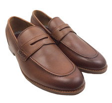 M&S Men's Loafers Tan Leather Upper Penny Loafer Strap New F1