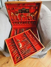 Bronze Rosewood Cutlery Set 78 Pieces  Serves 6 With Canteen Hand Made Thailand 