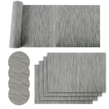 GREY PVC TABLE MAT SET ANTI