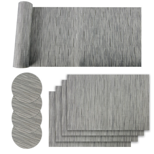 Grey pvc table mat - grey,