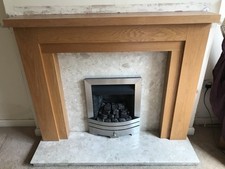 Oak fire surround, Gas Fire & Marble Set