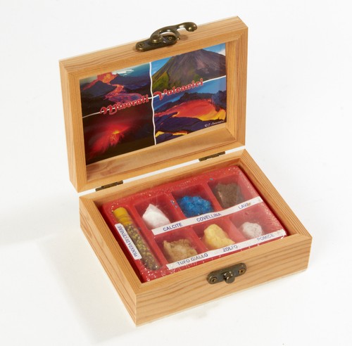 Volcanic rocks display - rocks, box