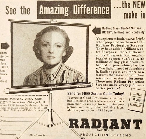 1947 radiant projection movie - projection,
