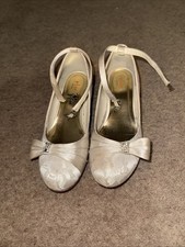 Elsie By Rainbow White Satin First Communion / Bridesmaid Shoes Size UK 2