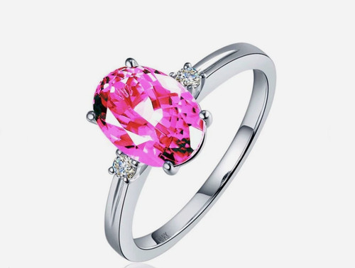 Pink crystal oval adjustable - crystal,