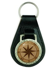 NAUTICAL COMPASS EFFECT LEATHER KEYRING