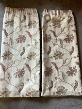 Dunelm Luxury Quality Lined Curtains 53”D  84”W Beige &Red Flower Print