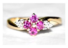 Rubellite Gold Ring 9ct Gold Rubellite Tourmaline Ring  2.7g & Diamonds Size N/7