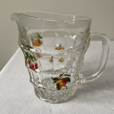Vintage Jacobean Pressed Glass Water Jug Fruit Design
