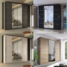 Oslo Modern Mirror Sliding door Wardrobes for Bedroom 4 colours and sizes