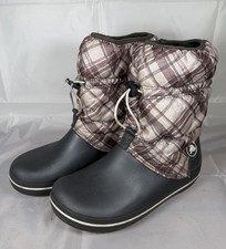Crocs Crocband Warmlined Women's Grey/Brown Plaid Snow Boots UK 5 (W7)