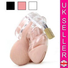 Plastic Penis Cage Male Chastity Cock Cage Device Padlock with 5 Ring Restraints