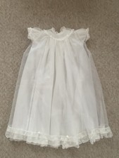 SALLY PIGTAILS NYLON LONG ANTIQUE CHRISTENING BAPTISM DRESS GOWN BABY VINTAGE