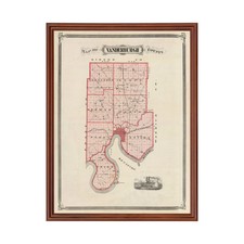 Old Map of Vanderburgh County, IN 1876 - Vintage Indiana Art