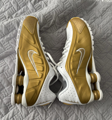 Nike shox white gold lace - nike, white/gold