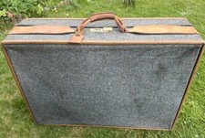 Vintage Hartmann Luggage Belting Leather & Tweed Large Suitcase - Retro Case