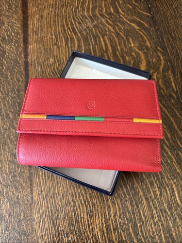 Red italian leather purse - red,