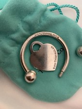 Tiffany Horseshoe Key ring With heart Charm. Solid Silver. No engraving 