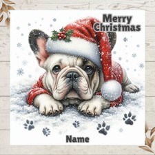 Personalised FRENCH BULLDOG Dog Frenchie CHRISTMAS Greeting Card ANY NAME/NAMES
