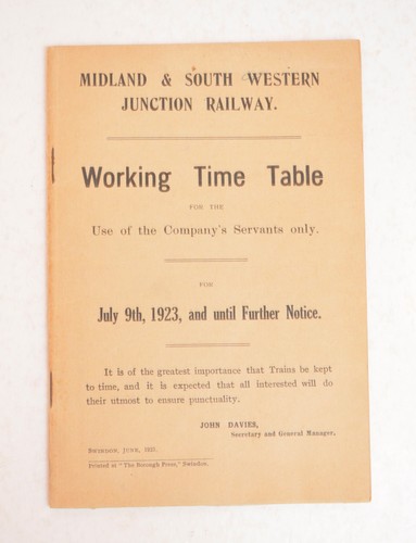Railway working timetable - working,