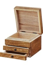 Jewellery Box Aztec Design Carved Indian Style with Lid and Drawers For Trinkets