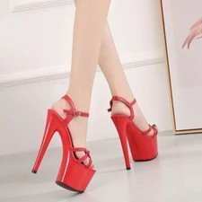 DeeCees Platform 8 Inch Heels Pole Dance Sandals In Red UK Size 10 BNIB