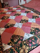 Small Lightly Quilted Patchwork Bedspread/Throw, Approx 112cm x 167cm