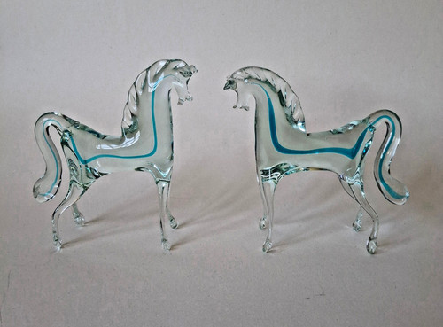Murano glass horses - glass, figurines