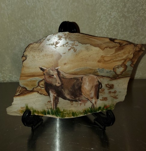 Gorgeous handpainted cow scene - gorgeous,