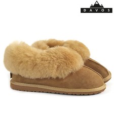 Womens Luxury Handmade 100% Genuine Sheepskin Leather Suede Fur Wool Slippers LI