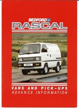 Bedford Rascal 1985-86 UK Market Preview Foldout Sales Brochure Van Pick-Up